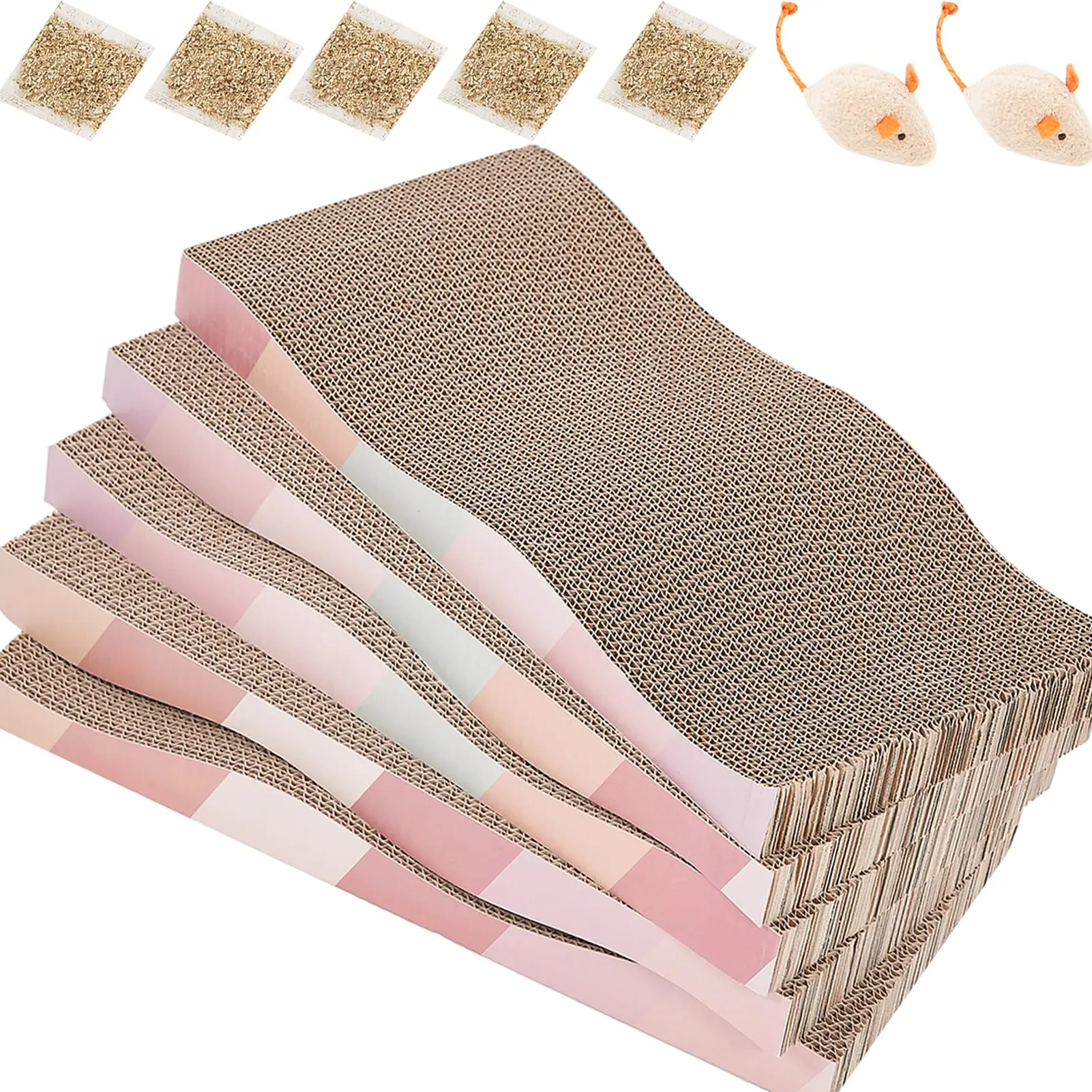 MEOW LOVE Factory Direct Custom More Convenient Cat Scratching Pink Wavy Basic Cat Scratching Board