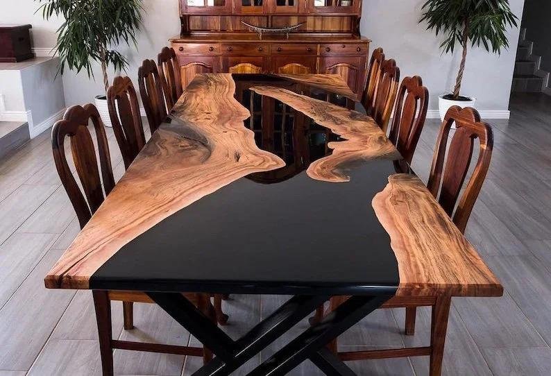 Personalized Waterfall River Coffee Table Live edge epoxy Resin Wood Coffee Table