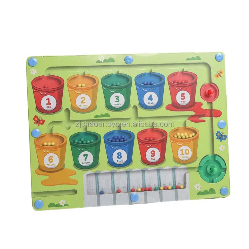 CHAOER 2024 Wooden Color Number Magnet Maze Juguetes Montessori Educational Puzzle Board Activity Slot Toys for Child Boys Girls