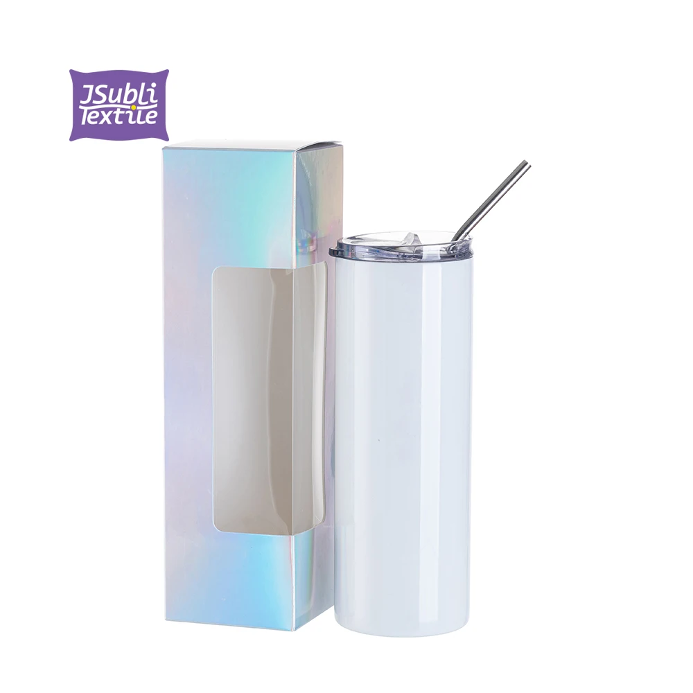 Wholesale Holographic Packaging Box Suit 20oz 30oz Skinny Tumbler Display Box with Plastic Window