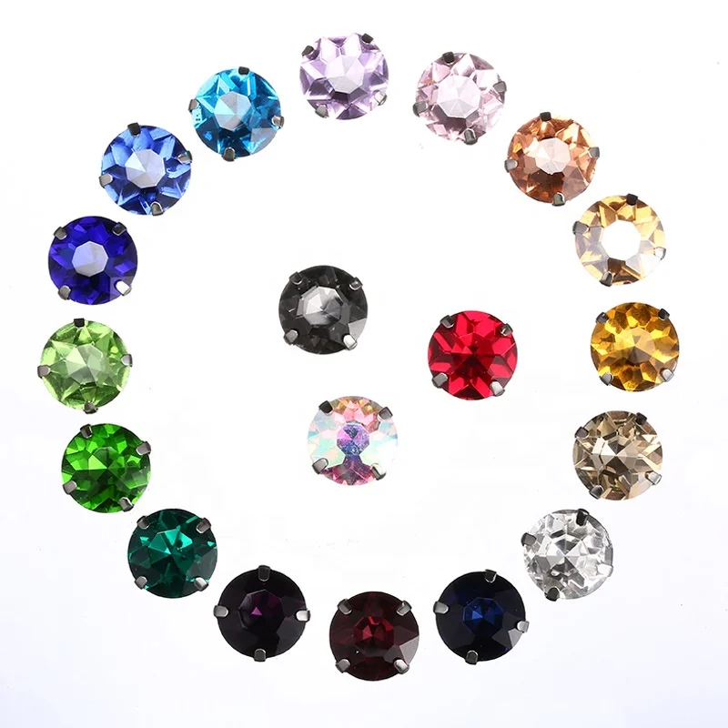 Gem flower High Quality Flatback D Claw Four Claw Sew On Glass Crystal Stone Rhinestones For Bags Garment