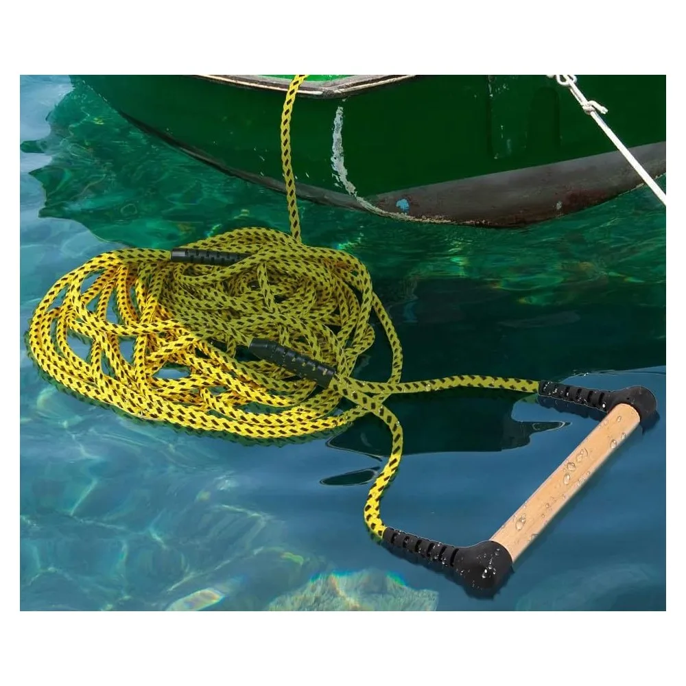 SELEWELL Thicker Heavy Duty Yellow Tow Rope Hook Strap Jetski Atv Double Bow Boat Water Sport Tow Rope
