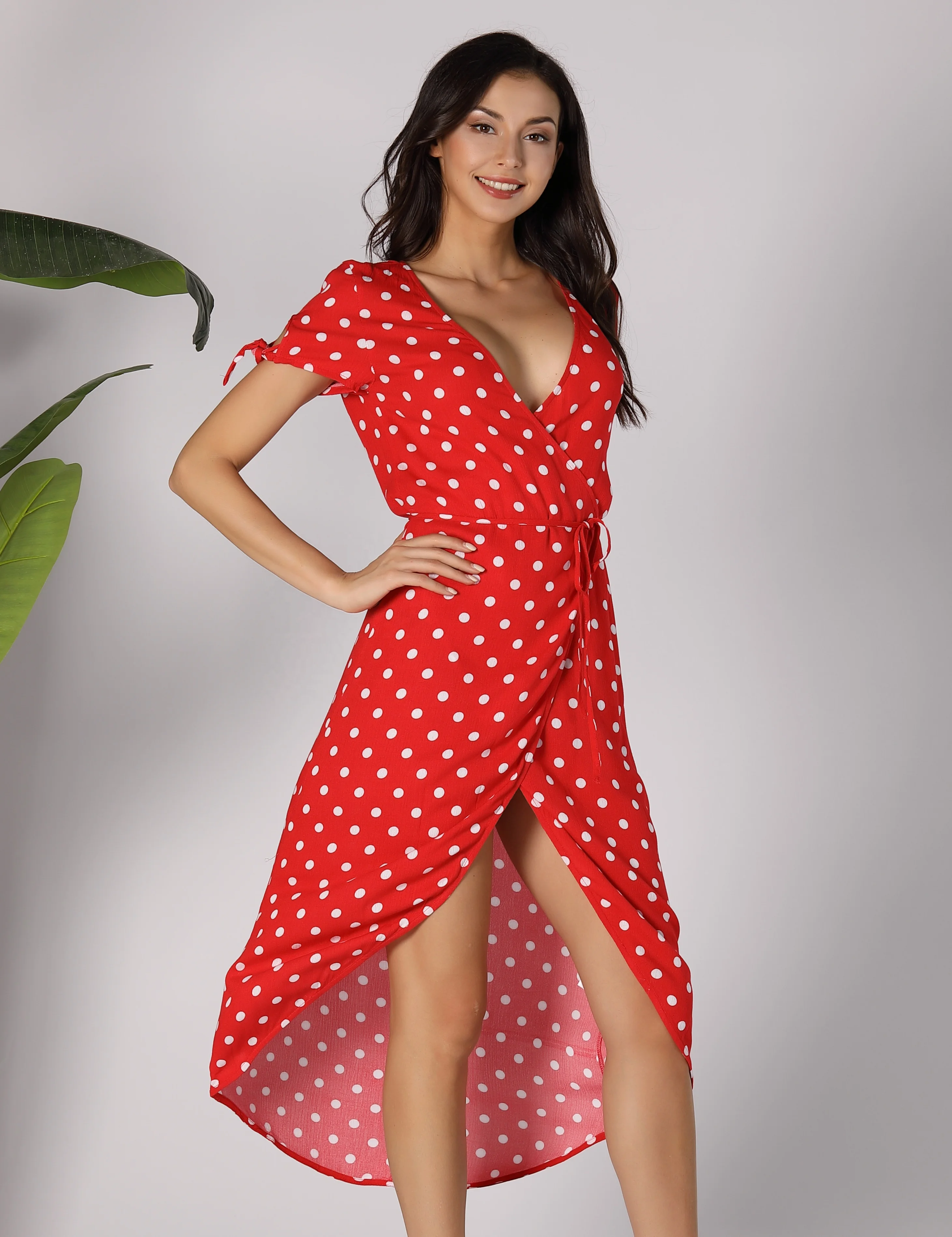 
2020 new pattern Casual Summer long elegant Dress Women Sexy Floral Sexy Beach Slip long wave points Dresses 