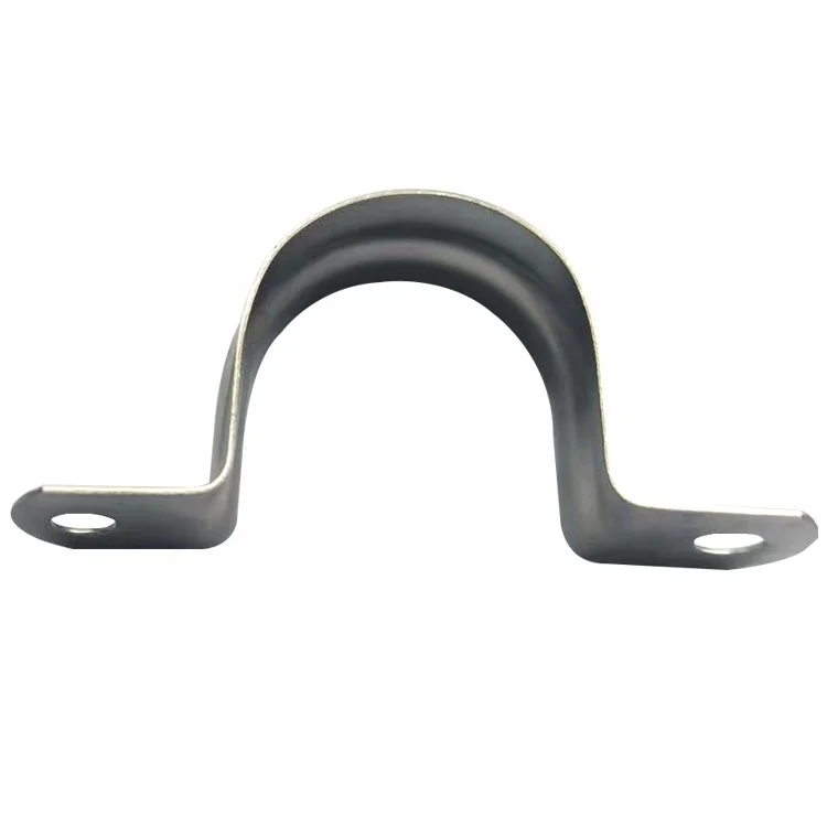 Double Pipe Clamps U Type Hose Clamp For Stainless Steel Tube U Shaped Conduit Saddle Strap Hardware Metal with Rib Zinc Plated