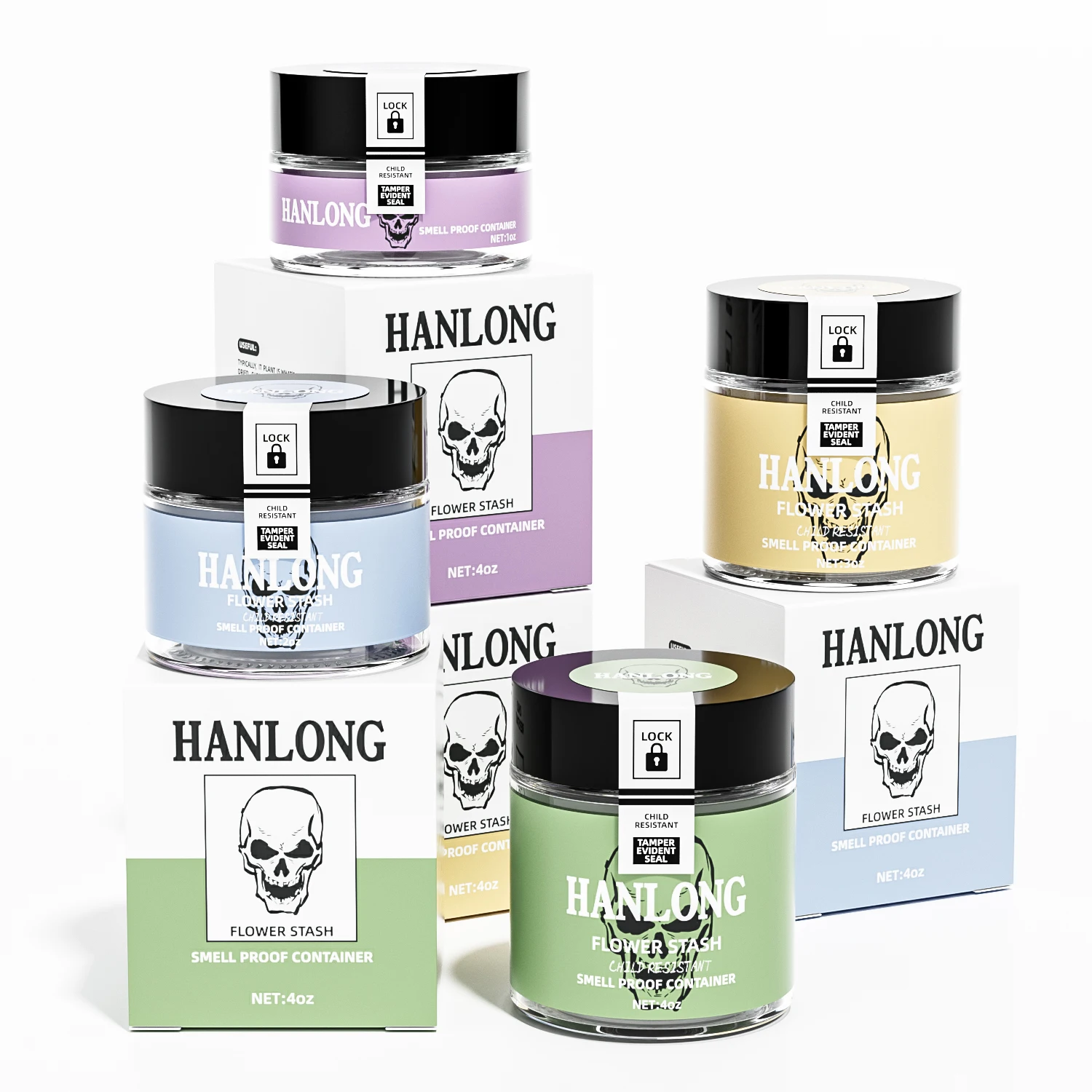 cheap 1 oz 2 oz 3 oz 4 oz Clear Child Proof Resistant Glass Jars with Lids