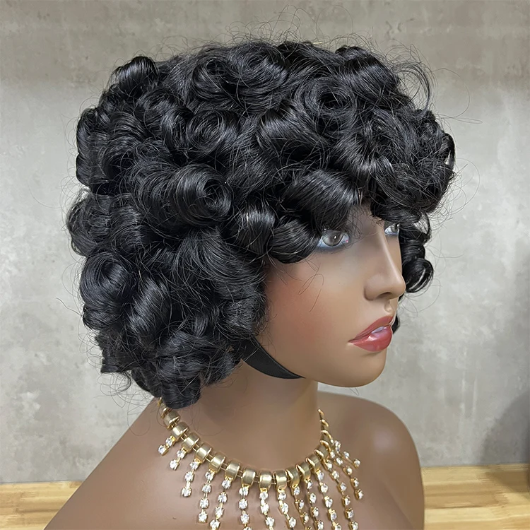 Wholesale Remy Hair Quality Lawyer Curly  Fringe  Human Hair Wig