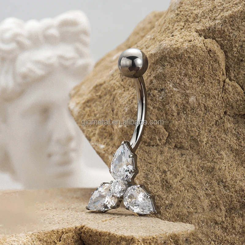 New Giometal G23 ASTM F136 Titanium Internally Threaded Piercing Sexy Piercing Navel Ring For Women Body Jewelry Wholesale