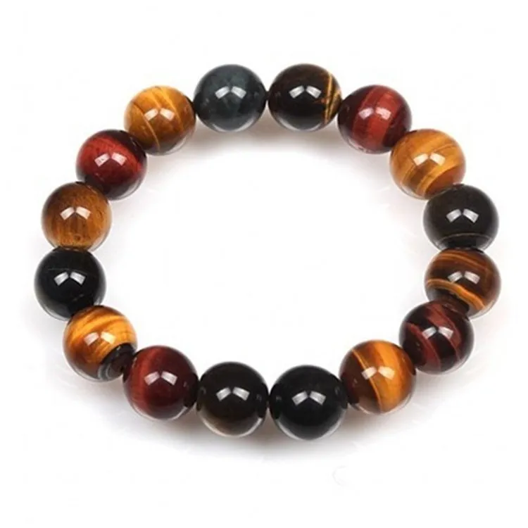 2023 PAVA Hot Sell Multicolor Tiger Eye Stone Gold Tri-color Stone Red And Yellow Tiger Eye Stone  Brcarlet For Men and Woman