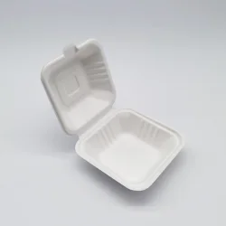 Eco Friendly Restaurant Biodegradable Takeaway Box Packaging Bagasse Clamshell Box Hinged Food Container Sugarcane Box