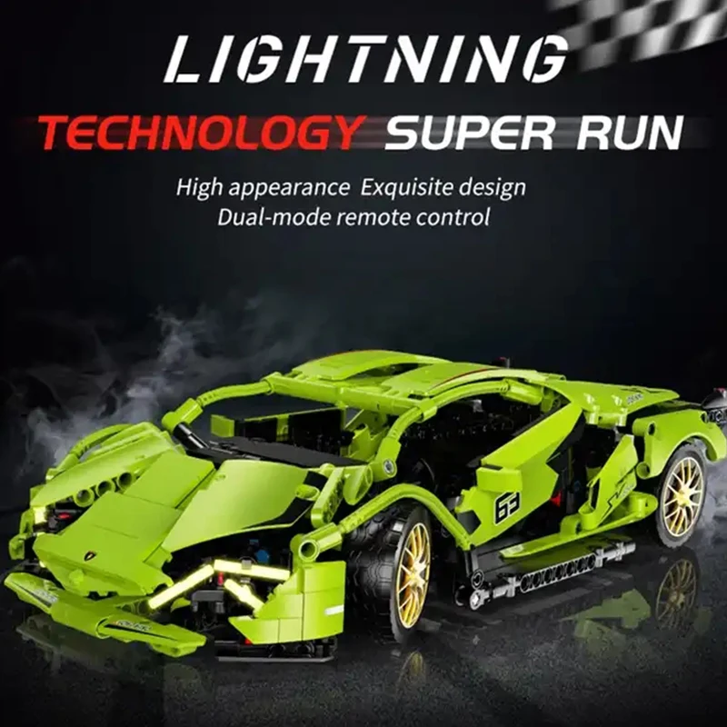Tech Technical Bugatti Hypercar Racing Sport Car Model ABS Building Blocks Children Remote Control Toys Assemble Vehicle Sets