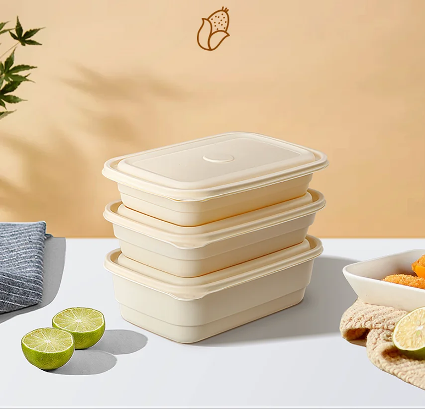 Compostable  cornstarch single compartment takeaway  to-go food packing containers made of corn starch