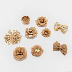 hemp rope flowers handmade DIY production layout linen flower decorative material accessories Christmas jute bow