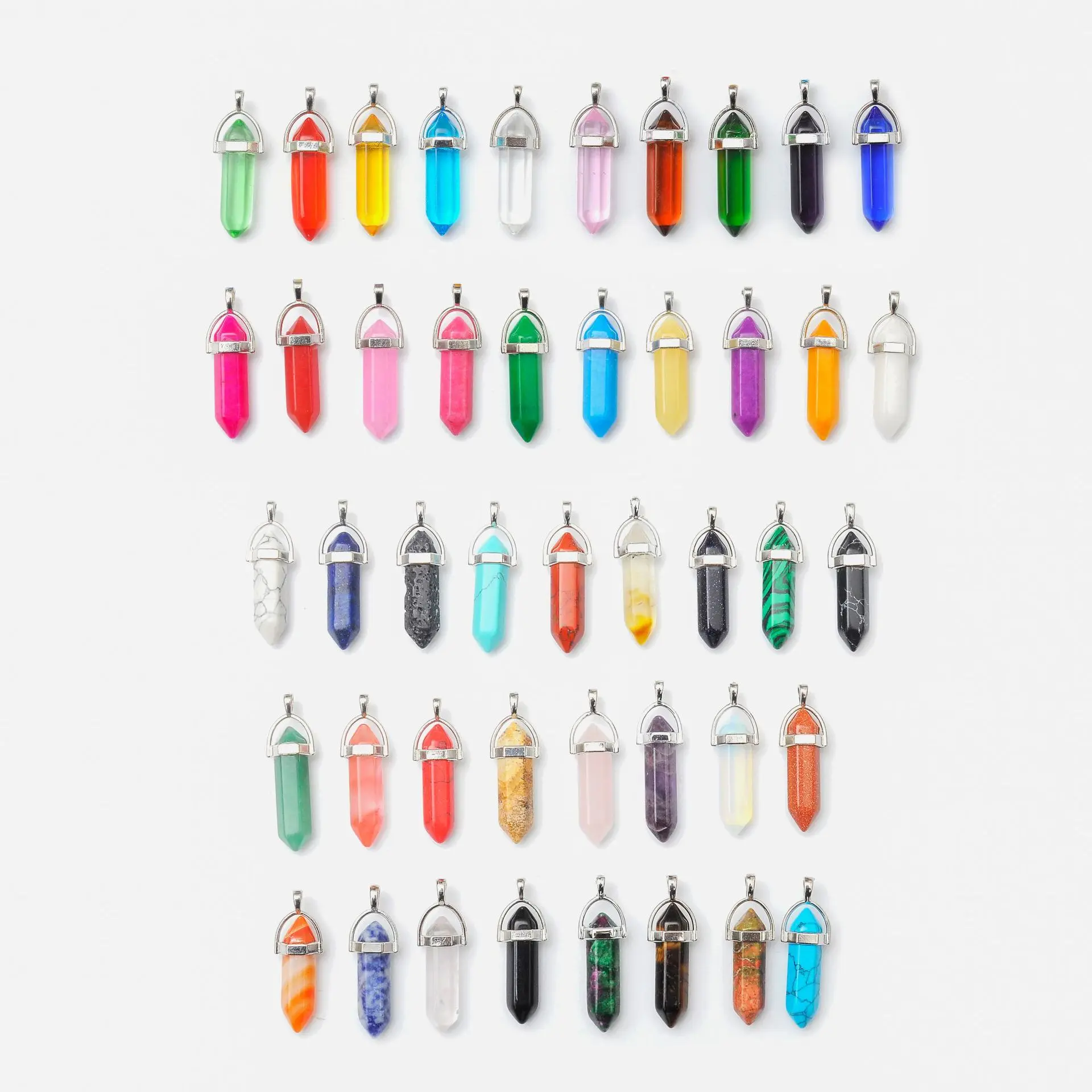 Natural Stone Bullet Shape Healing Point Pendant Necklaces Turquoise Crystal Stone Quartz Pendant Necklace Women Jewelry