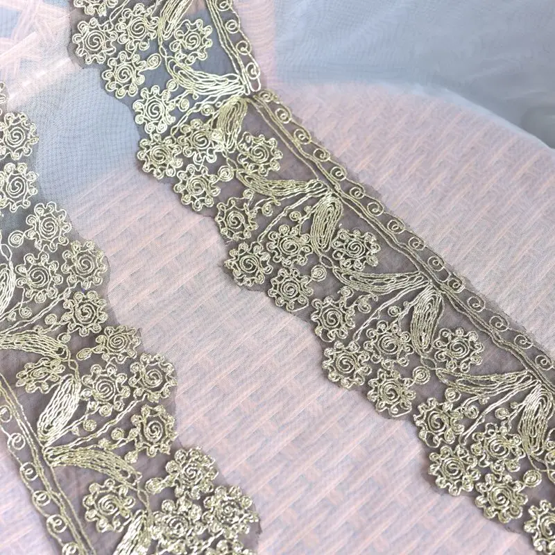 Gold black cording lace trim for wedding dress decorative strip flower dress skirt DIY accessories