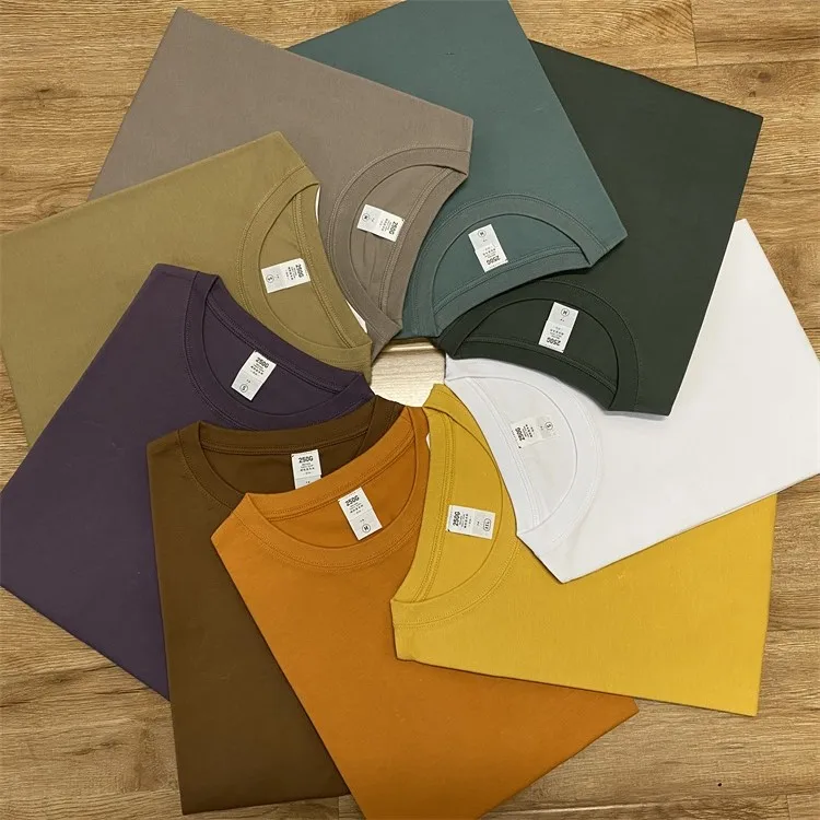 High fashion custom logo printed tshirts 250gsm mens heavyweight basic plain men soft cotton tshirt