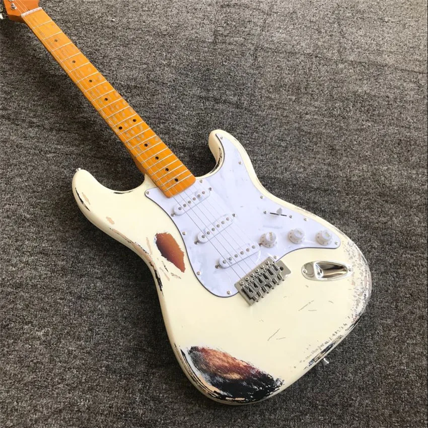 Cream heavy Relic vintage style hand made rosewood fretboard electric guitar electro electrique guitare guiter guitarra gitar