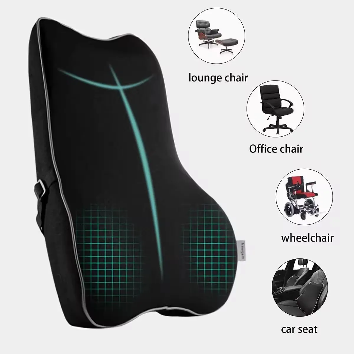 Adjustable Memory Foam Pain Relief Backrest Car Seat Pillow Lumbar Support Back Cushion
