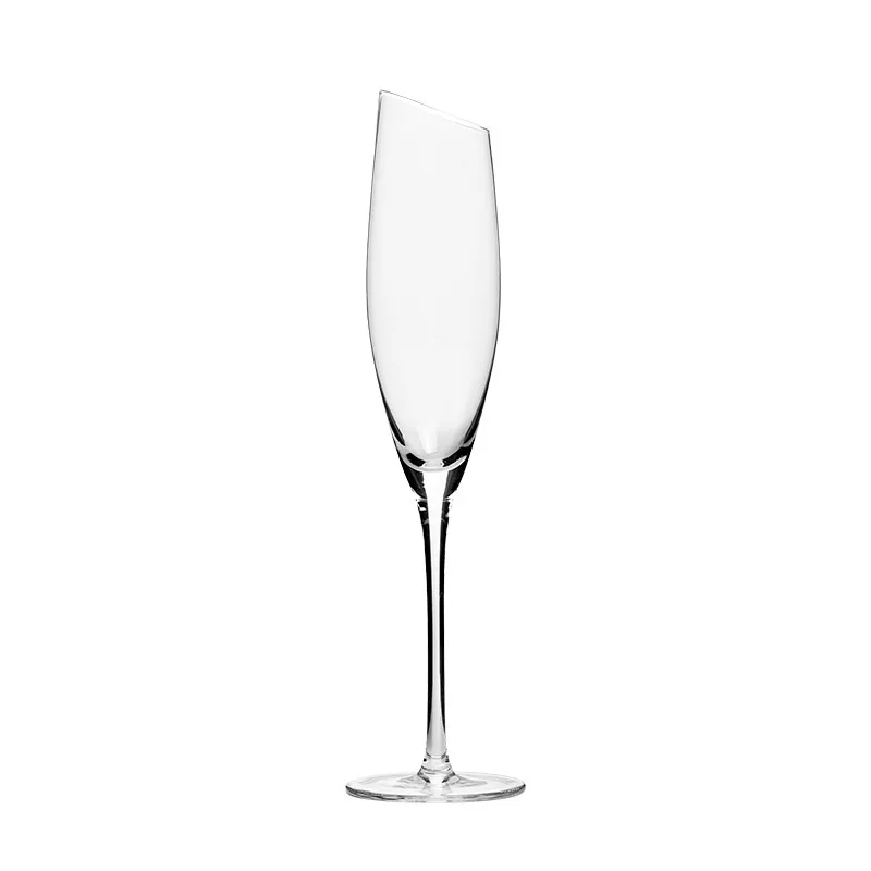 Wholesale Unique Delicacy Long Handle Stem Diagonal Wedding Flute Champagne Goblet Glasses