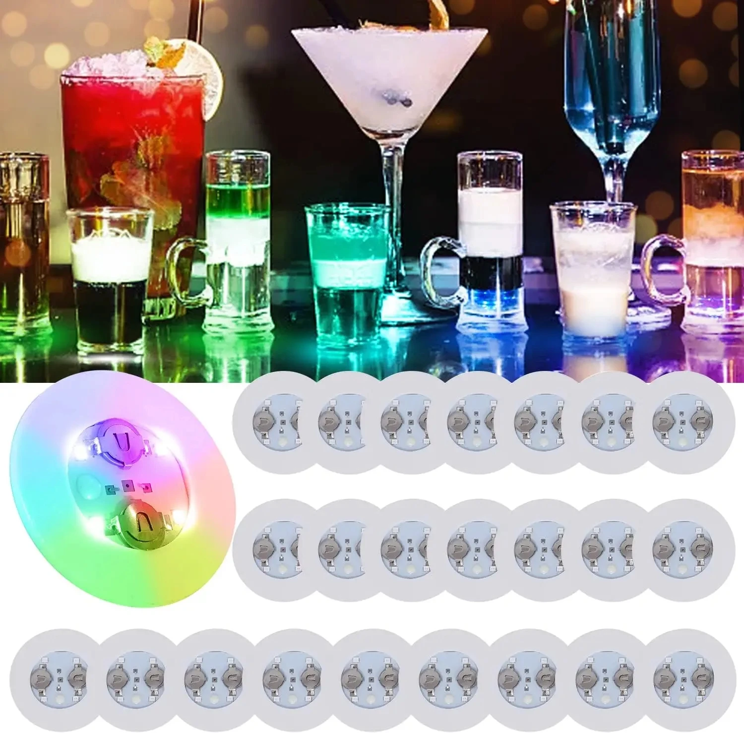 Cocktail Bottles Bar Coasters Night Club Bartender Mat Led Light Cover Stickers Wine Bottle Lights LED Cup Holder for Car