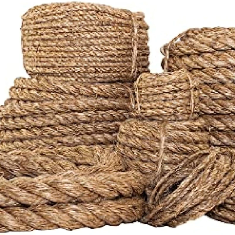 Twisted Manila Rope Natural 3 Strand Fiber Hemp Rope for Indoor and Outdoor Use Multipurpose Manila Rope for Crafts DIY