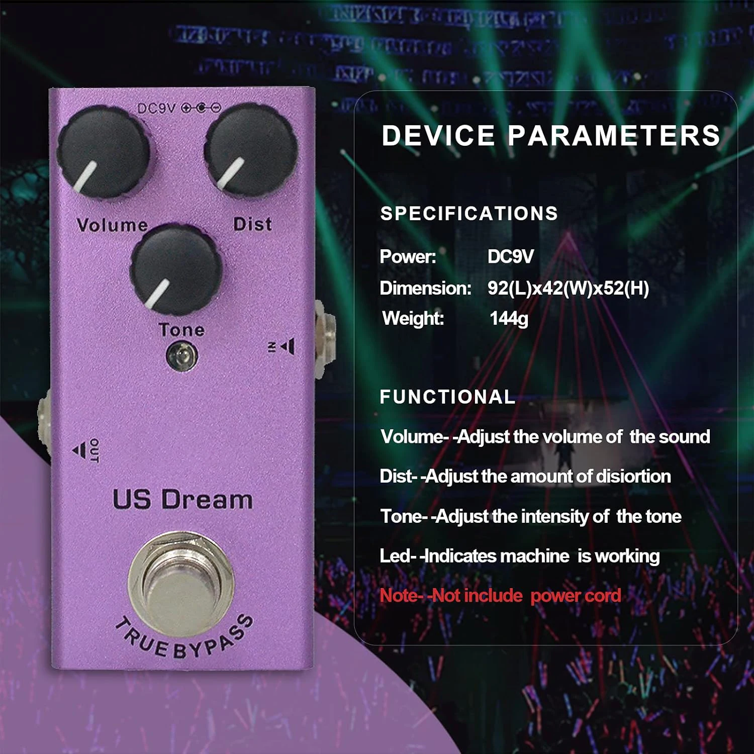 Mini Single Type DC 9V with True Bypass Switch for Multi Electric Guitar Kit US Dream Guitar Effects Pedal