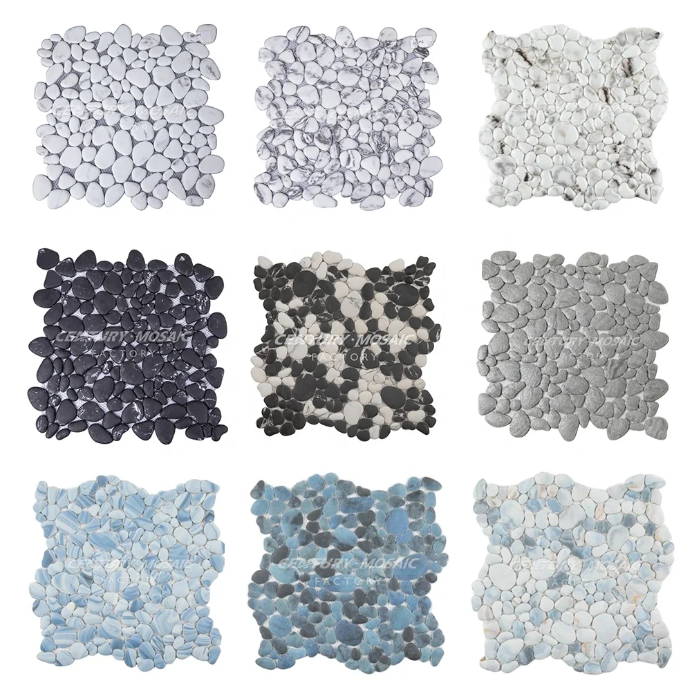 Centurymosaic Wholesale Natural Stone Marble Cobble Mosaic Pebble Tile Pebble Mosaic Tile Wall Floor