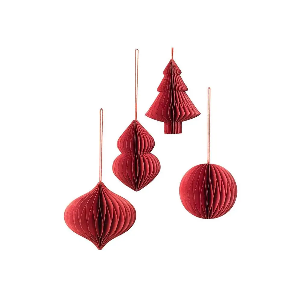 christmas ornaments window display props Christmas Mix Paper, 4 Piece Foldable Pendant Set decorations for home