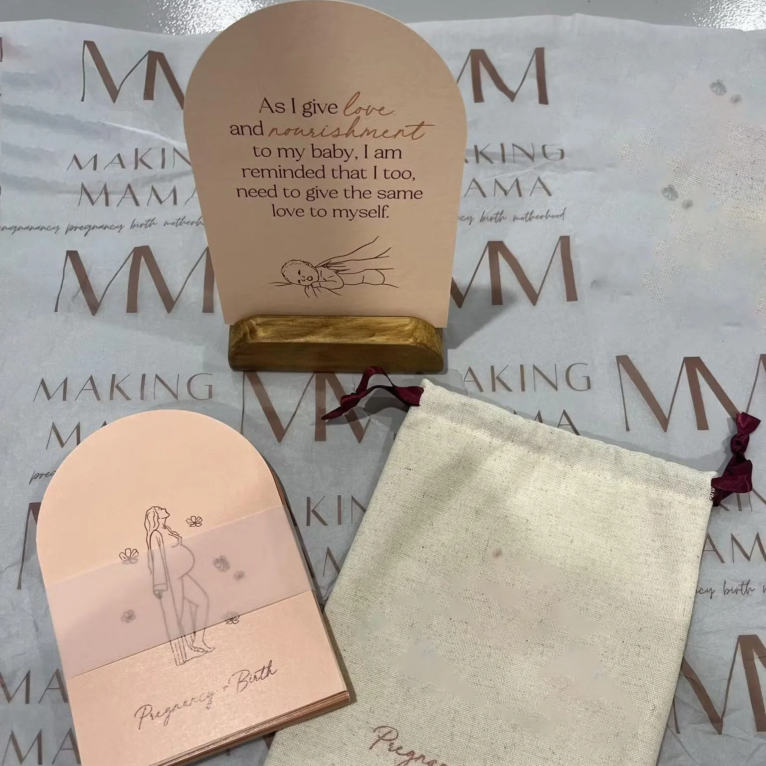 Custom Affirmations Cards Deck Daily Self Care Positive Affirmation Arch Card Set With Wooden Holder Pregnancy And Birth Gift