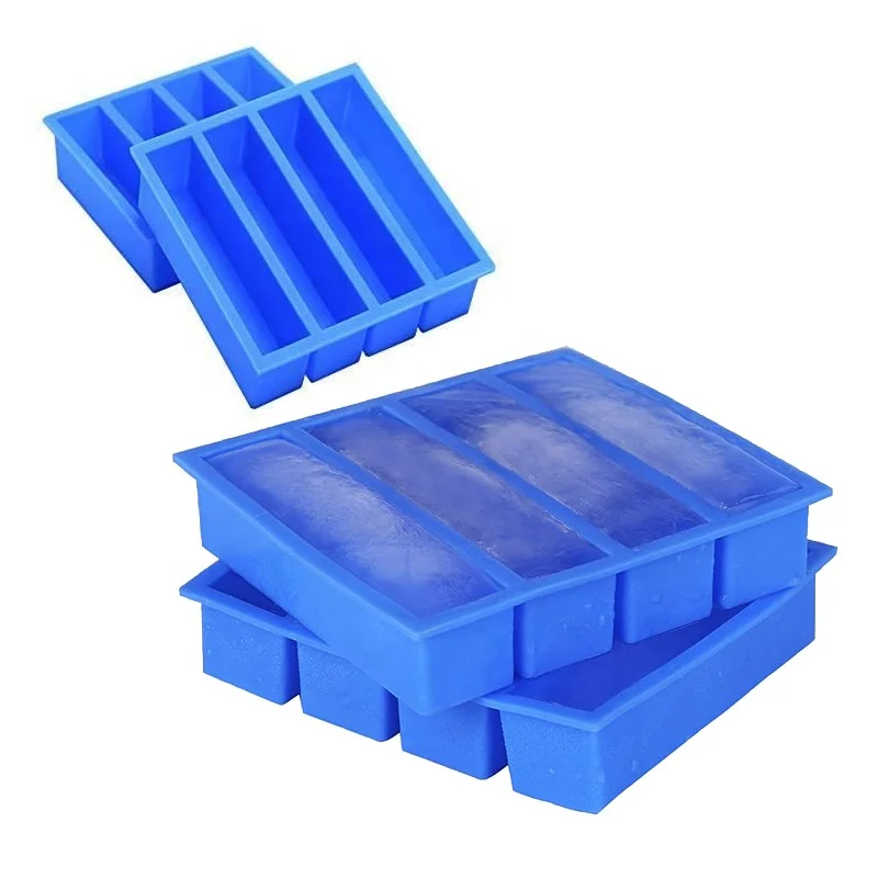 Custom Silicone Butter Mold 4 Cavities Rectangle, Large Collins Ice Cube Trays for Cocktail