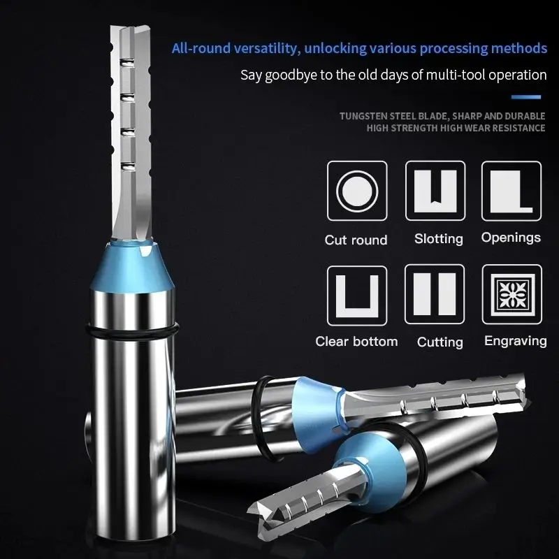 HUHAO TCT Straight Router Bit CNC Arden TCT 3 Flute Straight Milling Cutter Router Bits For Wood Slotting Woodworking 6949