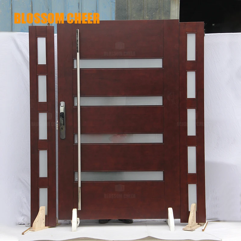 Hot Selling Exterior Security Front Entry Security Pivot Modern Huge Wooden Glass Entrance Pivot Door For Houses Villa Home Door