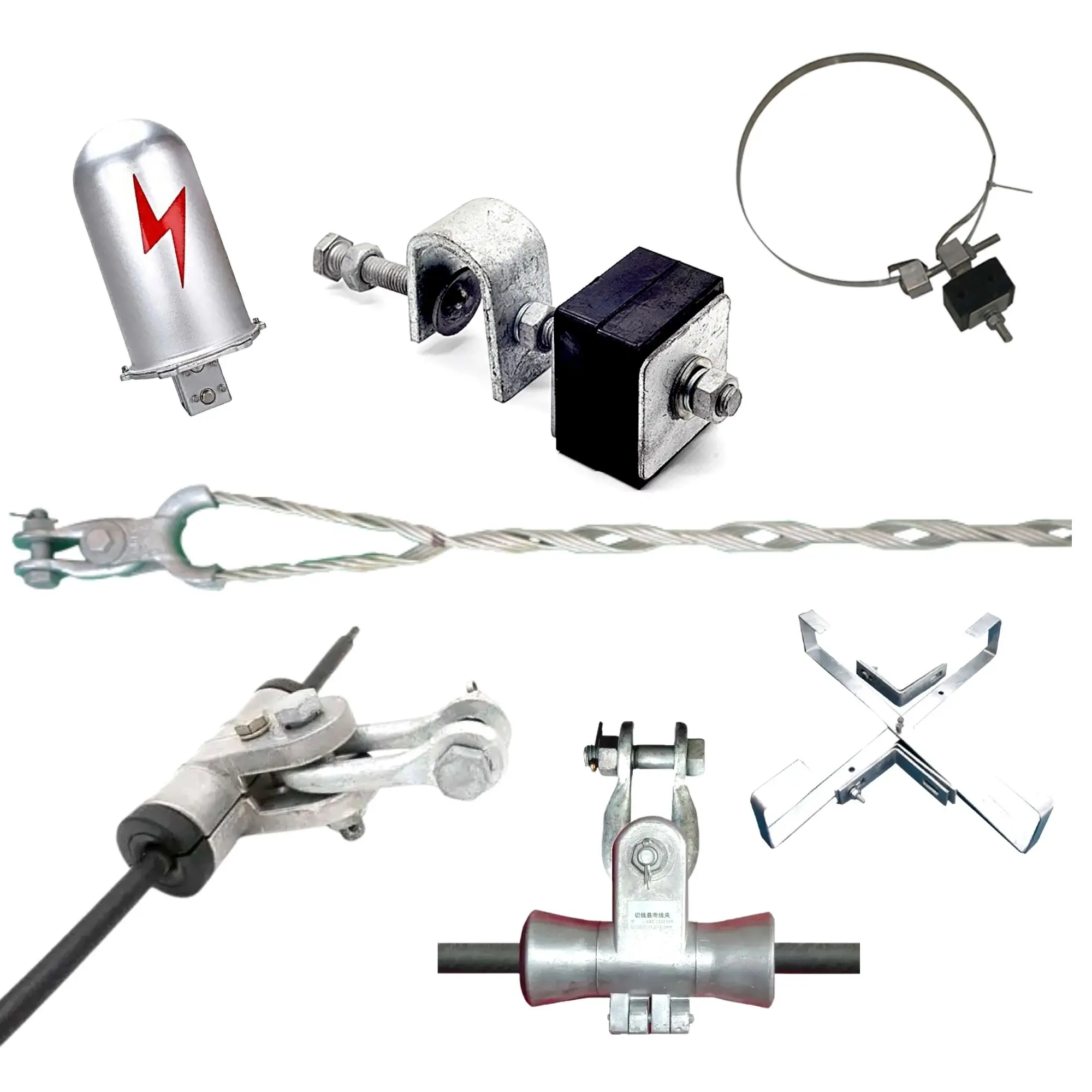 Electric Pole Fittings Down Lead Clamp For Adss Pole Power / Double Suspension Clamp Opgw Adss Cable