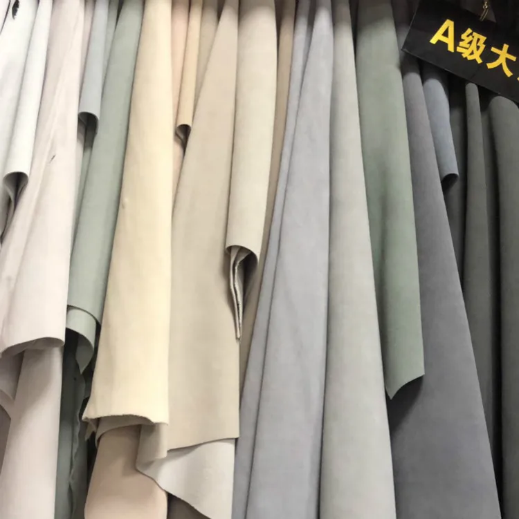 Stock various tan or white color genuine cow split suede leather nubuck leather factory for shoes upper