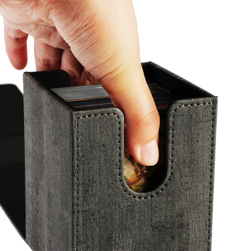 Pu Leather Board Game Accessories Products Storage Flip Deck Box Leather Card Square Stamping Collecting Card Accept CN;GUA