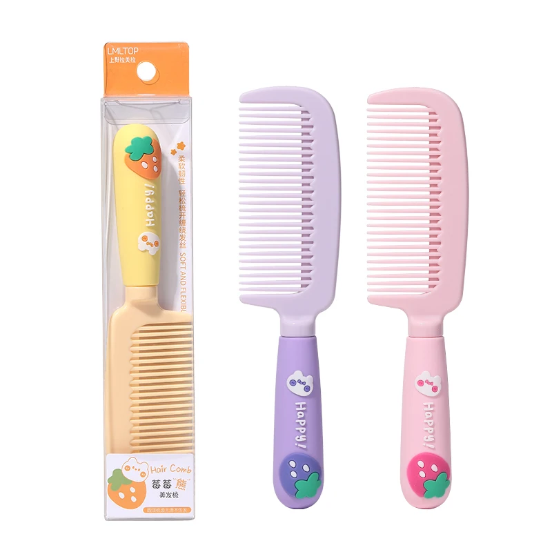 LMLTOP Wholesale cute cartoon strawberry bear hair combs for women accessories soft rubber handle hair comb and brushes SY748