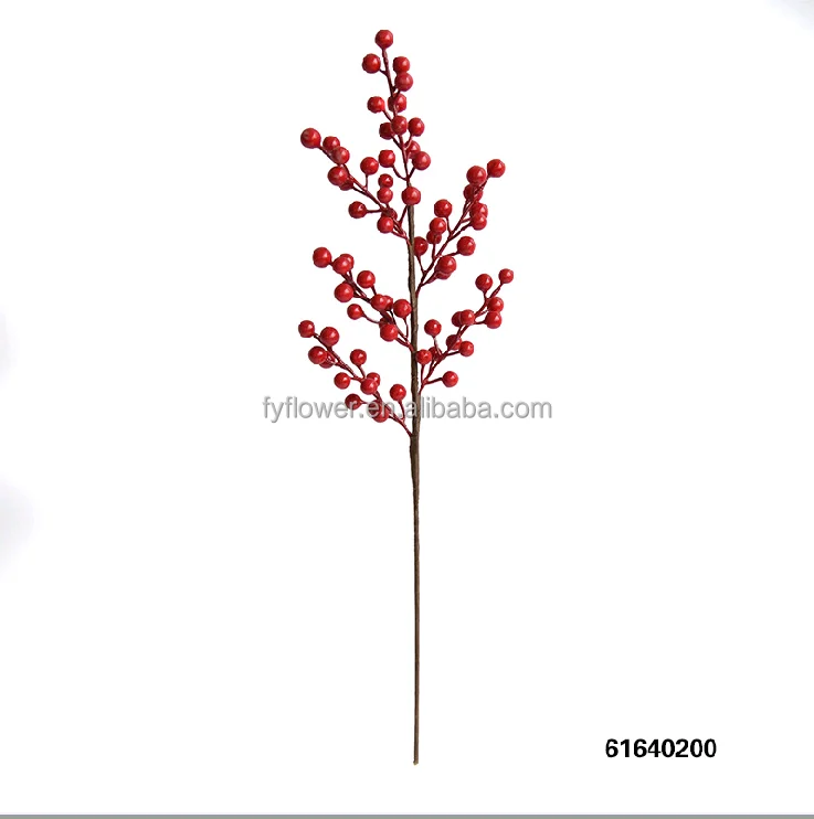 Fuyuan Artificial plant Red Berry Stems Holly Rich fruit for Decoration