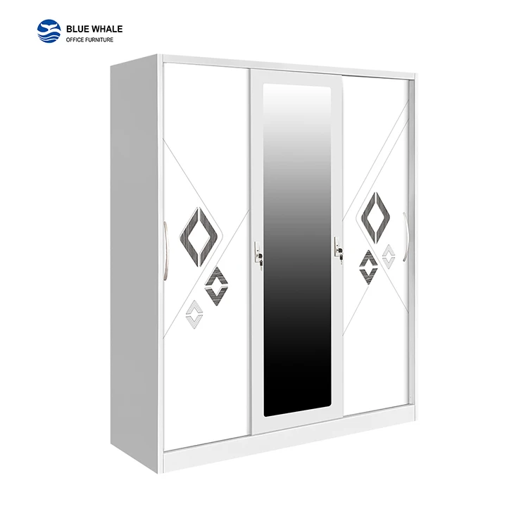 metal bedroom wardrobe sliding doors 3 door wardrobe with single mirror