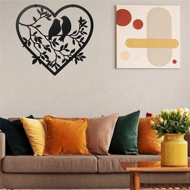 Factory Direct Iron Art Silhouette Decorative Arts Wall Iron Metal Arts Love Birds