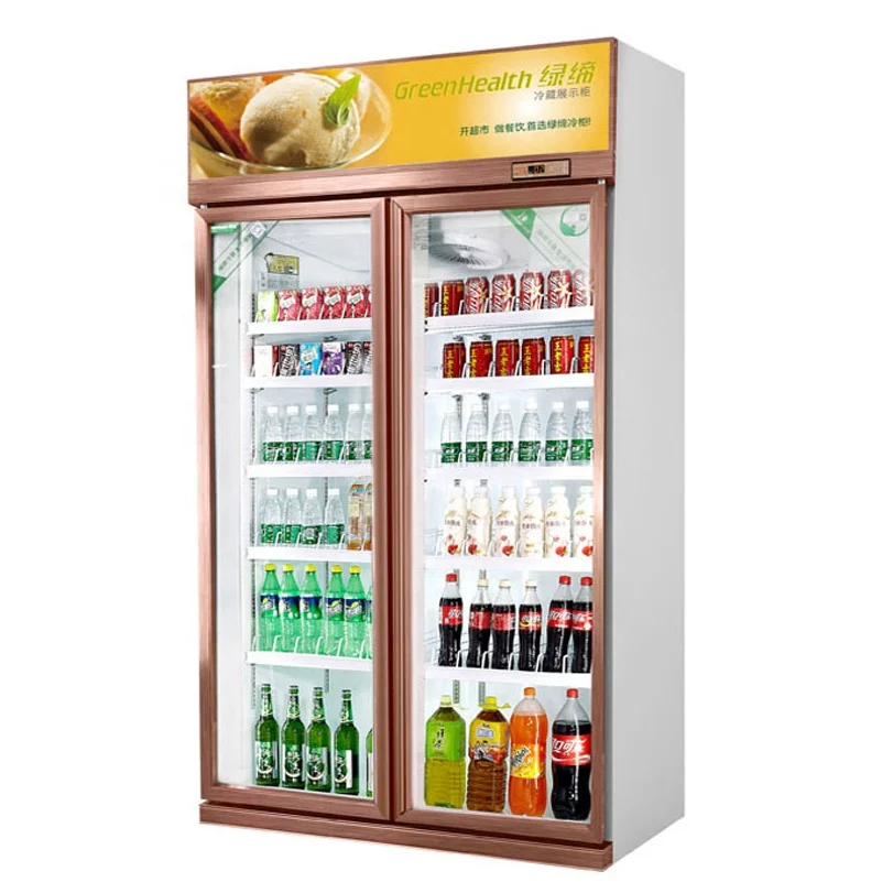 Brand new 2 glass door display cooler / used fridge/ beverage air commercial double door drink fridge