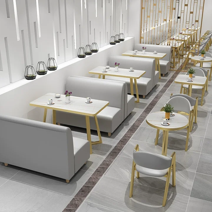 MORE DESIGN Wholesale Commercial Furniture Cafe Bar Hamburger Shop Wood Rattan Seating Couch Sectional Restaurant Sofa Booth