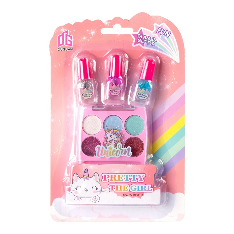 DIY girls makeup party games nontoxic safe eyeshadow nail art pretend toy washable make-up play house toys