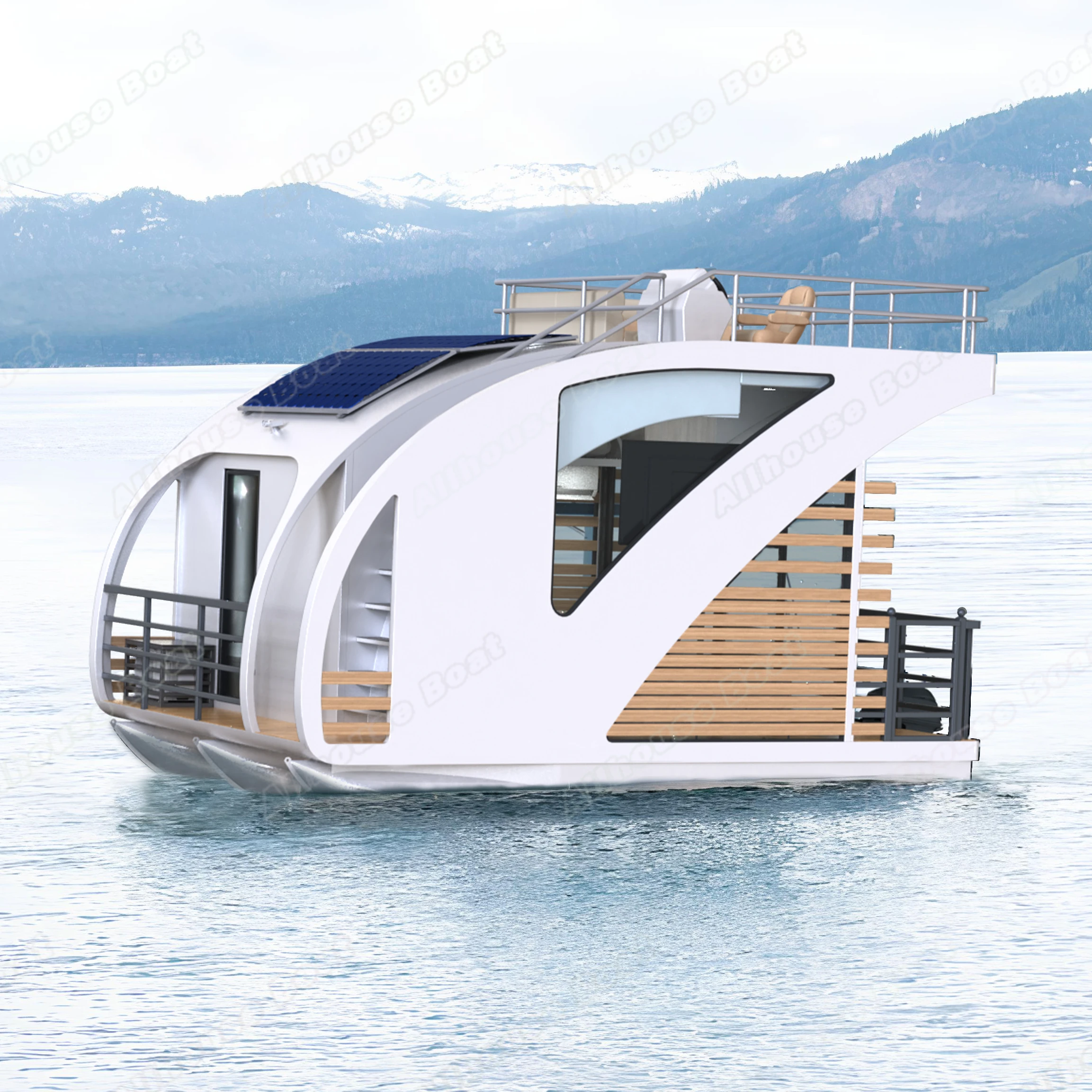 Allhouse New House Boat Water Floating House Yacht Luxury Houseboat Aluminum Luxury Houseboat