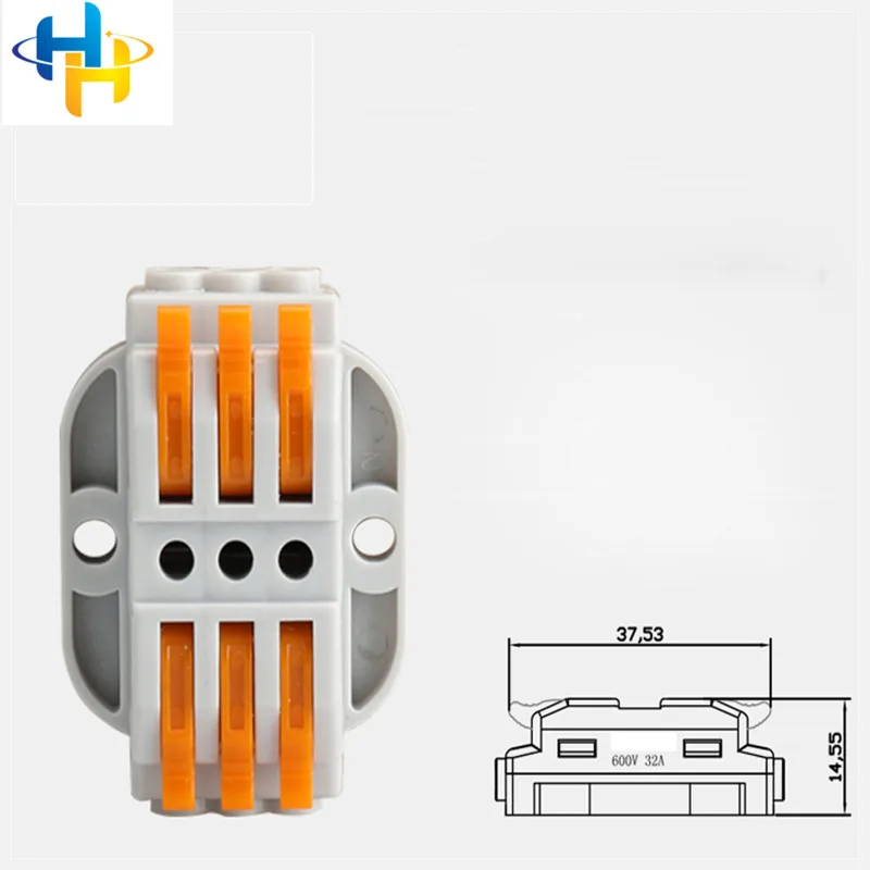 universal 3 channels Lever Wire Splitter Quick connection terminal MINI Wire Connector Push In terminal block