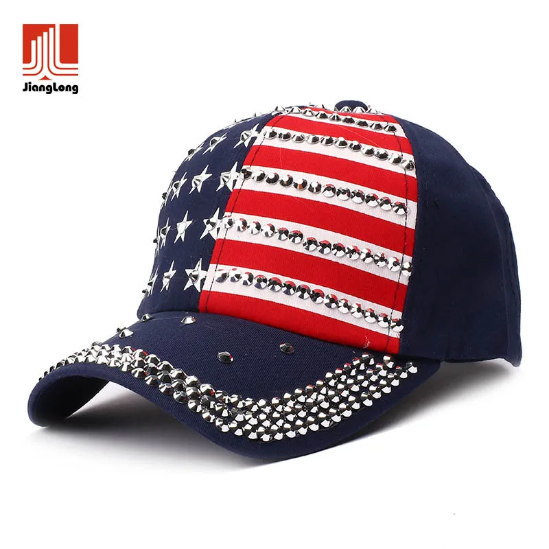 2024 American Election flag rhinestone stud rivets baseball cap hat