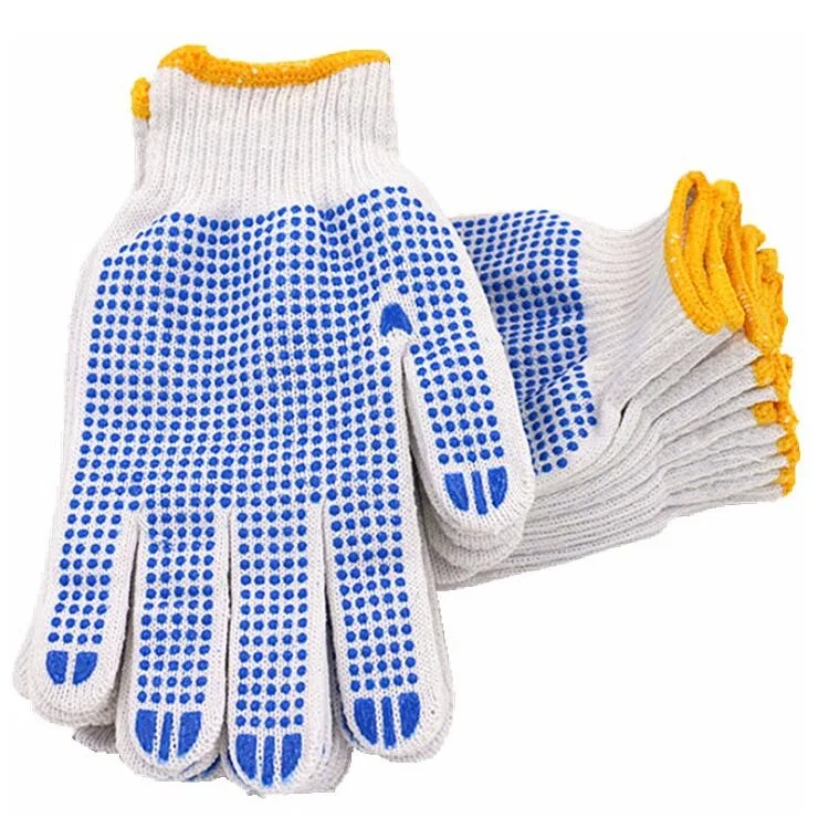 720g PVC polka dot black unbleached cotton knitted gloves
