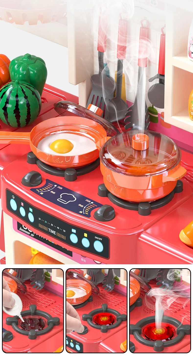 2025 newest 95 cm Musical Lights Kitchen Toys Pretend Play Toy Kitchen For Children