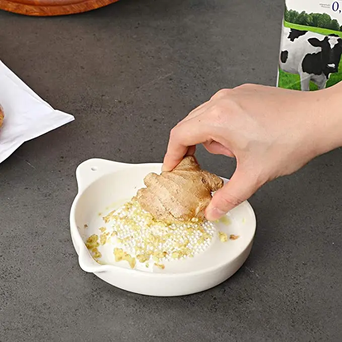 Ceramics Grater Plate for Ginger Porcelain Grater Plate Ceramic Baby Food Grinder Plate for Fruits Vegetables Ginger Garlic