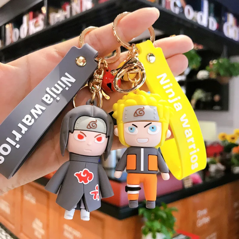 Wholesale 3D Anime Ninja Figure Keychain Bag Pendant Car Decoration Cartoon Key Chain Lanyard Llaveros Small Gift Toys Key Tag