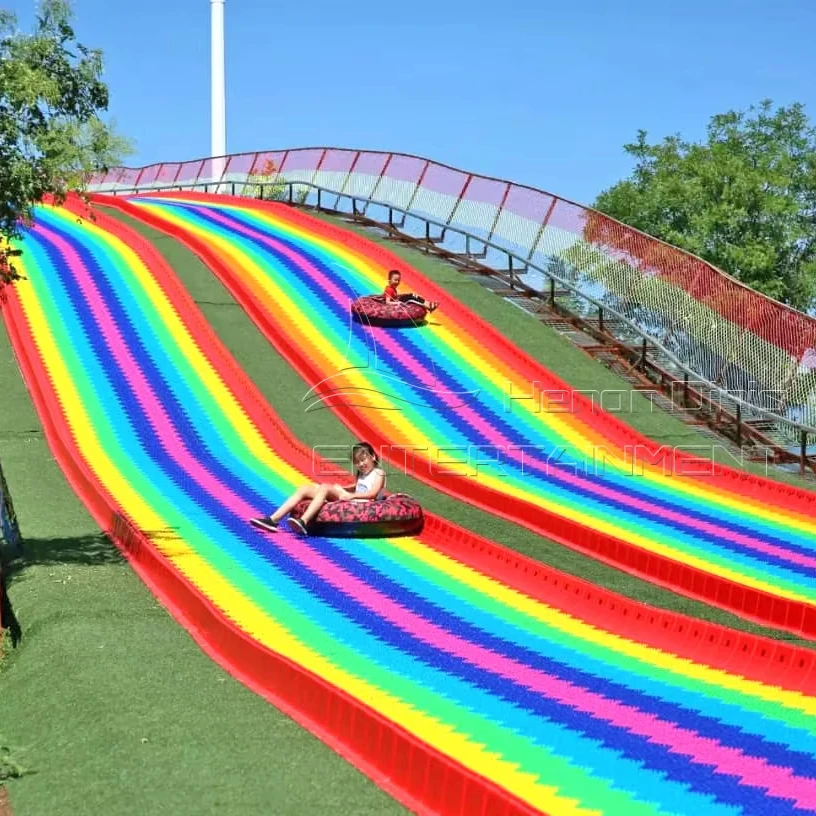 Outdoor color road Rainbow slide Dry Ski Slope Plastic high quality long use life Rainbow Snow Slip Slide For Sale