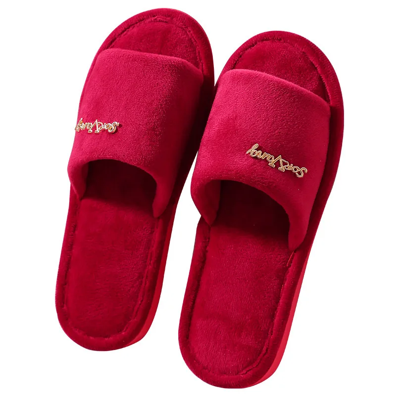 High quality best price customized logo coral velvet material disposable hotel room slippers